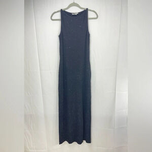 ALEXIA ADMOR Black Stretch Knit HIGH NECK Sleeveless BEADED Maxi Bodycon Dress M